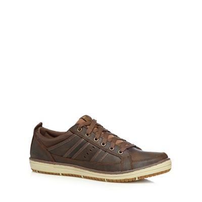 Skechers Big and tall dark brown 'Irvin Hamal' leather trainers